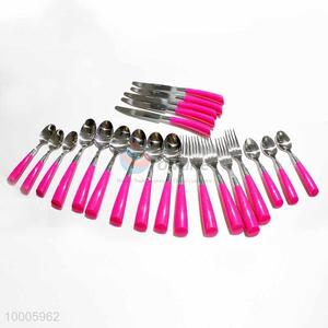 24 Pcs Large Oblique Handle Knife, Spoon and Fork Set