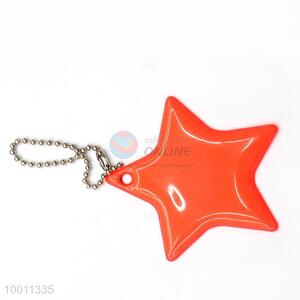 Wholesale Orange Star Shaped PVC Reflective Key Chain