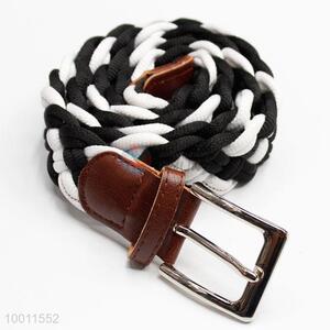 Black&White Braided Webbing Waistband Belt for Girls Women