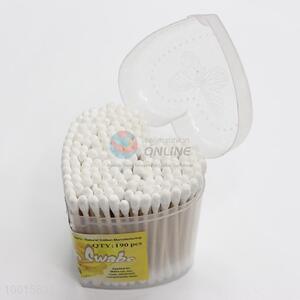 190pcs wood stick cotton buds with heart-shaped box