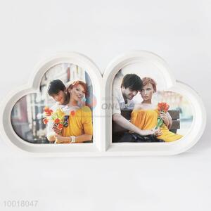 Romatic White Double Hearts Shaped Photo Frame