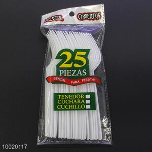 25pcs 15.2CM White Plastic Forks Set