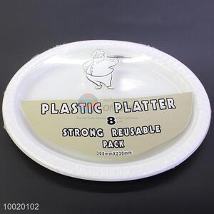 12*9CM Large White Ellipse Plates Set of 8pcs