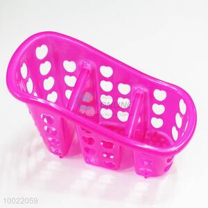 Rose red 3-grid kitchen knife&fork storage basket