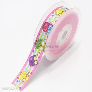 New Arrival Hot Sale High Quality 2.2CM Pink Owls Pattern Print <em>Ribbon</em>