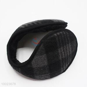 Men gray grid <em>earmuff</em> for winter