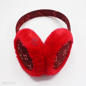 Hot sale winter warm red paillette <em>earmuff</em> for ladies