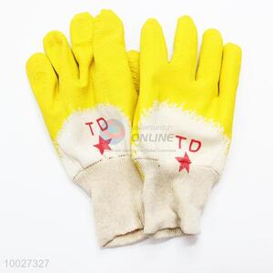 High Quality Yellow <em>Latex</em> Coated <em>Gloves</em>/Protection <em>Gloves</em>