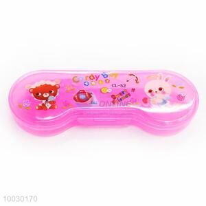 New Design Lovely Cartoon Pattern Transparent Plastic Pencil Box