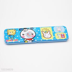 Blue cute student iron pencil case