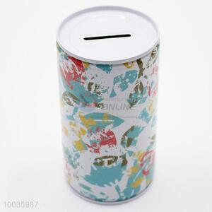 Kids Iron <em>Money</em> <em>Box</em> Shaped in cylinder with Colorful Pattern