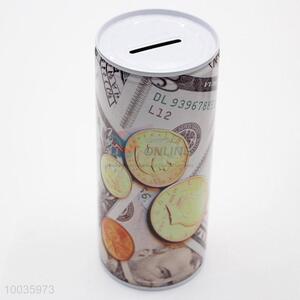 Kids Iron <em>Money</em> <em>Box</em> Shaped in cylinder with Coins Pattern