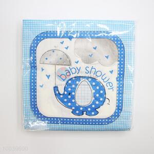 Blue Elephant Check Pattern Square Napkin