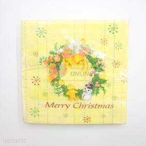 Merry Christmas Yellow Square Napkin