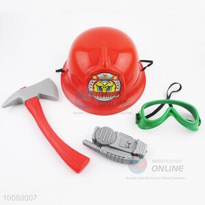 Hot Sale Party Plastic Toy Fireman Equipment Set <em>Helmet</em> Hat/Axe/Cellphone