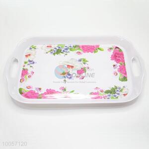 High quality 37.5*25.5cm square melamine floral salver