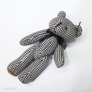 Cute custom black cloth jointed bear keychain/bag hanger