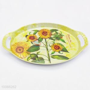 Sunflower printed melamine serving tray for snacks and dessert