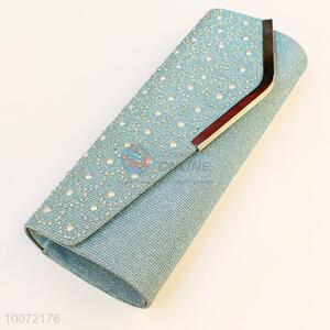 Elegant light blue evening bag crystal clutch bag