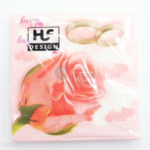 20pcs Pink Rose Printed Paper Napkins Set for Romantic Dinner