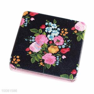 Vintage flower printed compact pocket mirror