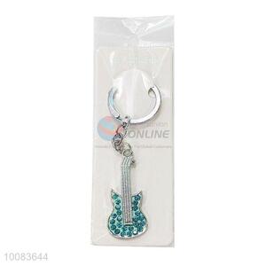 Wholesale Cheap Guitar Shaped Zine-alloy Metal Key Chain/Key Ring with Rhinestone