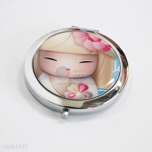 Beautiful Doll Round Foldable Pocket Epoxy Sticker Mirror/Makeup Mirror