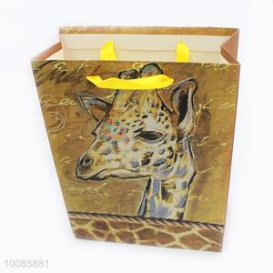 Giraffe Head Pattern White Cardboard Paper Handbag/Gift Bag From China