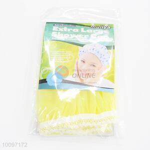 Good quality yellow waterproof cloth shower cap/shower hat