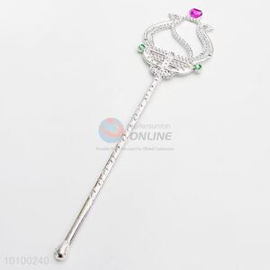 Rose shape slivery fairy wand magic stick