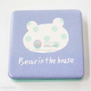 Light Purple Bears Square Shape Pocket Cosmetic Mirror