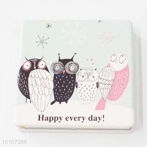 Funny Owl Pattern Square Shape Pocket Cosmetic Mirror