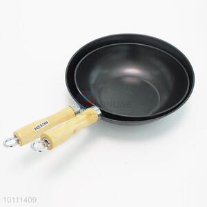 3 Sizes Ferric Woks with Wooden Handles