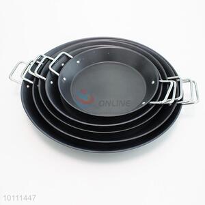 5 Sizes Ferric Flat Woks with Two Handle