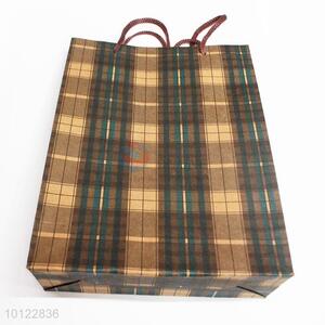 Hot sale yellow and green plaid gift paper bag