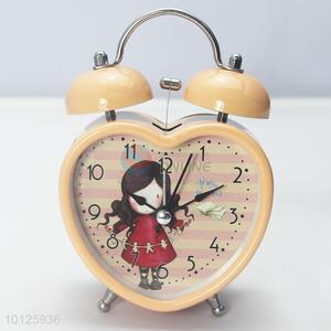 Heart shape quartz alarm clock with double bell