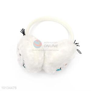 White Warm Plush Winter Earmuff With Embroider