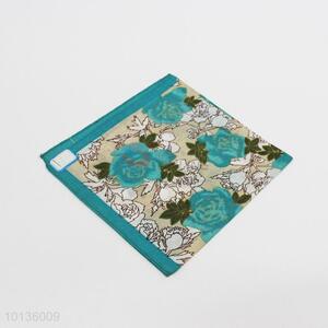 Wholesale Supplies Blue Flower Printed Handkerchief for Women