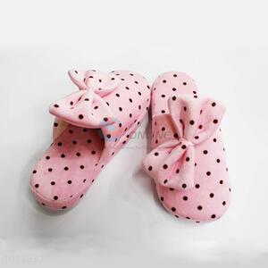 Great Pink Household Warm Slipper with Dot and Bowknot