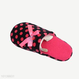 High sales black&red cotton slipper with cute pink bowknot