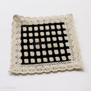 Black White Grid Pattern Lace Cotton Dinner Room Placemat