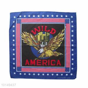 Cheap Colorful Fancy Cotton Handkerchief with Wild America Design and Blue Outline