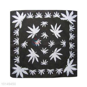 Cheap Black Clean Cotton Handkerchief with Leaf Patterns