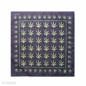 Cheap Black Cotton Handkerchief with Leaf Patterns