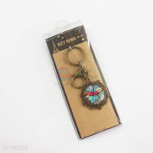 Colorized Pattern Round Pendant Zinc Alloy Keyring/Key Chain