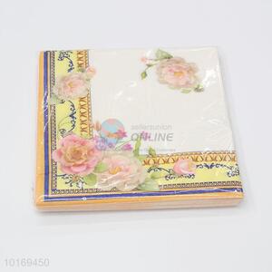 Cheap Price Disposable Paper Dinner Napkin with Flower Pattern