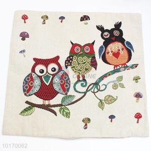 Good quality owl pattern linen cushion cover