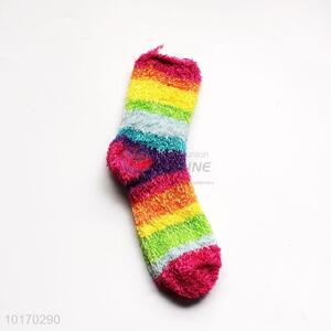 Custom High Quality Rainbow Color Polyester Socks for Keeping Warm