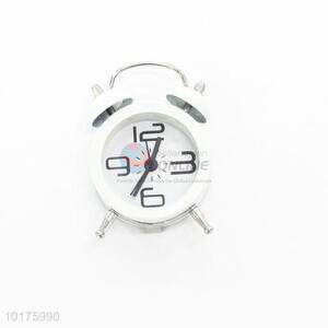 Metal twin bell white mini alarm clock