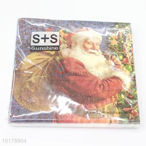 Beautiful design Father Christmas printed wood pulp paper napkin